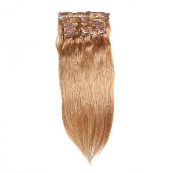 UNice 115g #27 Blonde Clip In Cheveux Vierge Cheveux Extensions 8Pcs/set 