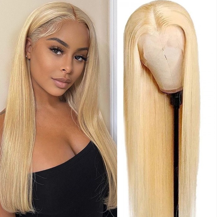 UNice 613 Blonde 180% Densité Transparent 360 Lace Perruque Lisse Humain Cheveux