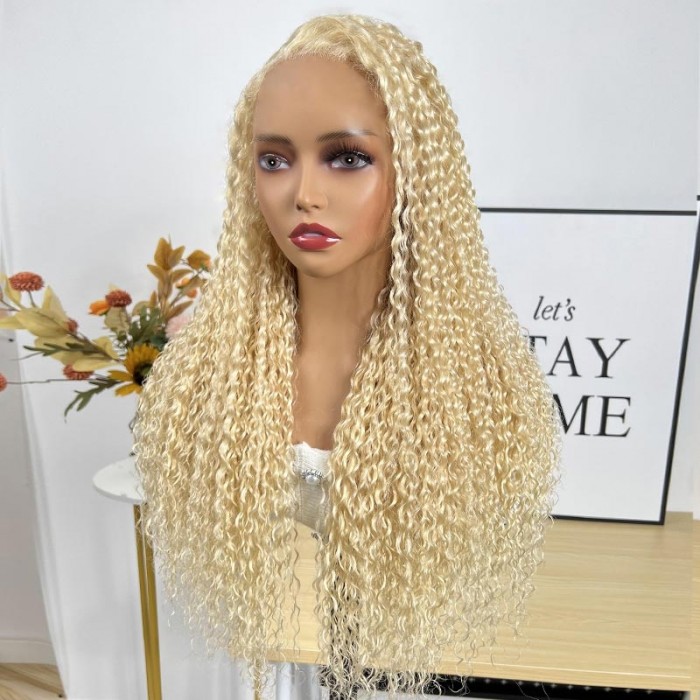 UNice Perruque 613 Blonde Bouclé Humain Cheveux Lace Front Perruque
