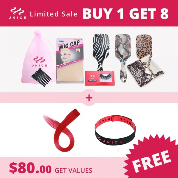 Unice Facebook Special Offer Free Gifts Package with Human Hair Clip In Extensions and Elastic Headband
