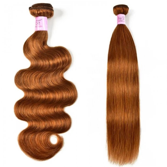 UNice #30 Tissage Cheveux Coloré Body Wave Ondulé Cheveux Humains 1 Paquet 100g Remy Extensions Marron 