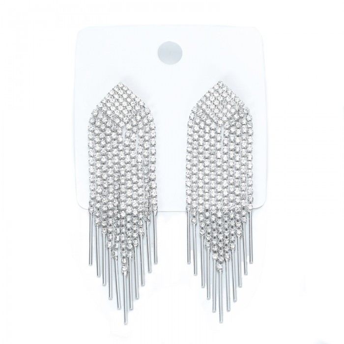 New Luxury Rhinestone Crystal Long Tassel Earrings