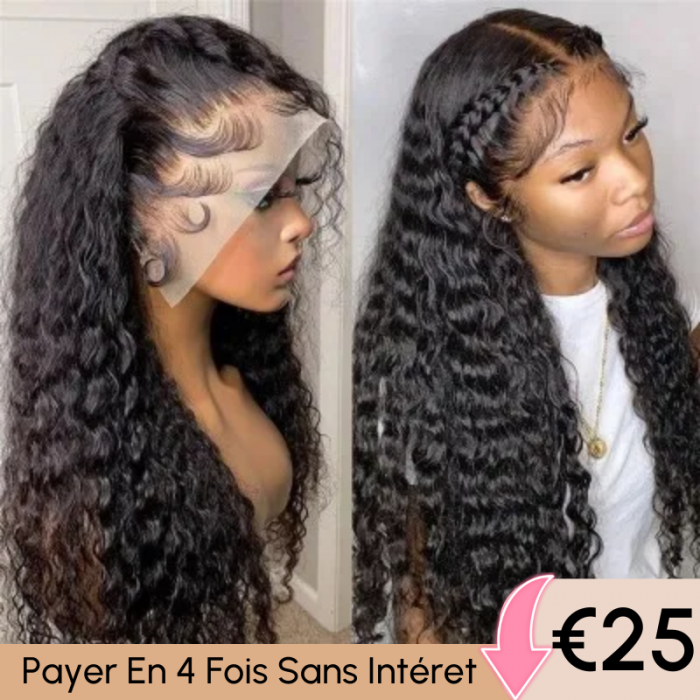 UNice Fabuleux Charme Water Wave Lace Frontal Perruques 100% cheveux humains