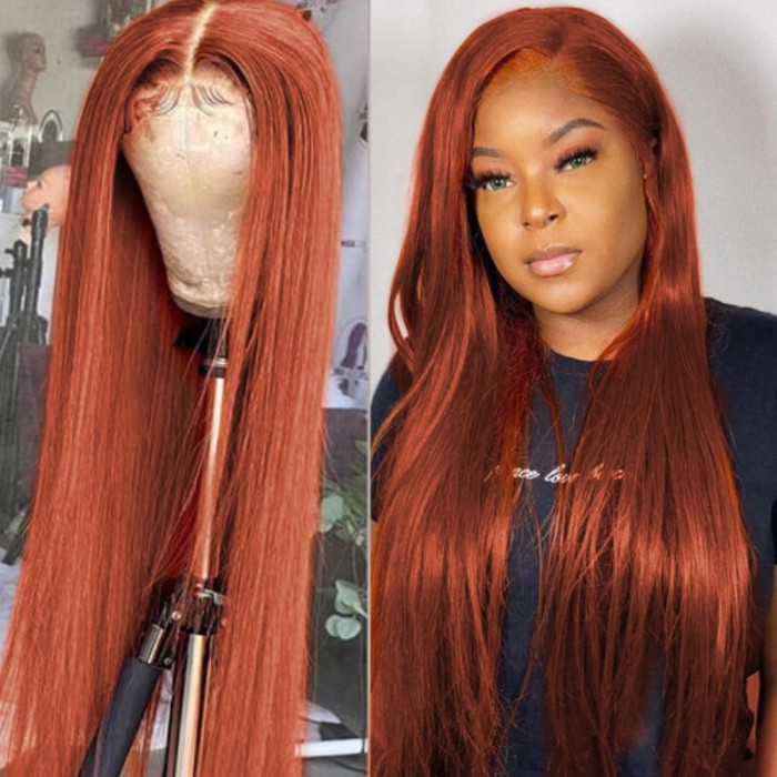 UNice Lace Front Wig Ginger Brown Auburn Hair Straight