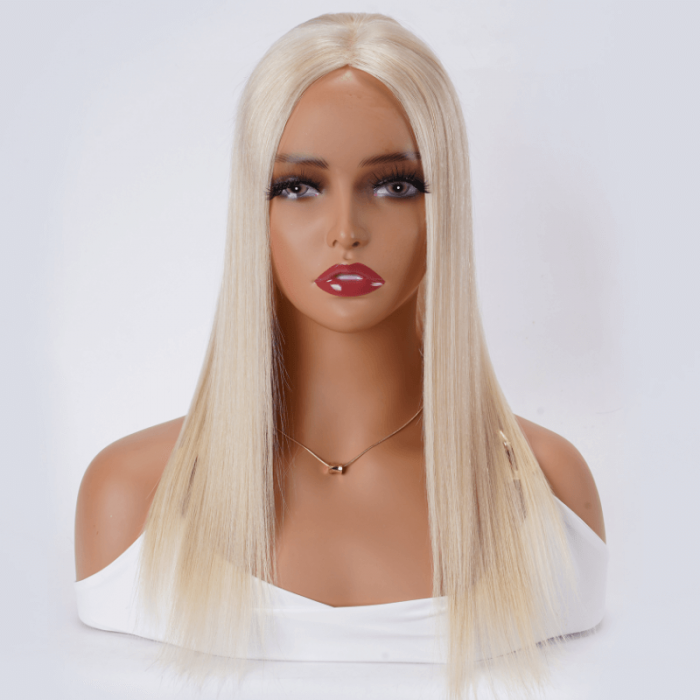 UNice Hair Topper Platinum Blonde Lightweight And Breathable Lace Front Clip In Hairpiece
