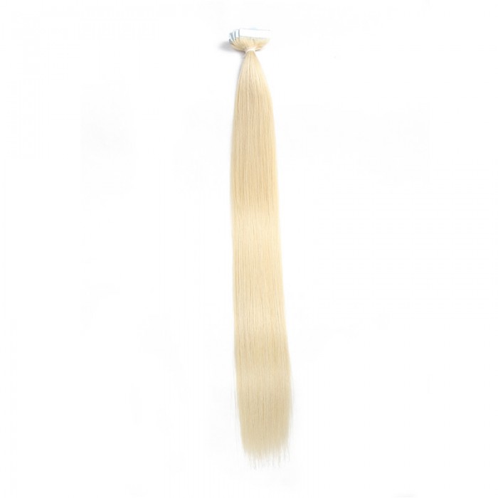 UNice 20pcs 50g Droit Tape In Cheveux Extensions #613 Lightest Blonde 100% Vierge Cheveux