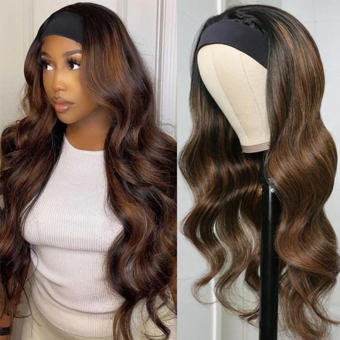 UNice Balayage Blonde Ombre Couleur Perruque Bandeau Body Wave 150% Densité