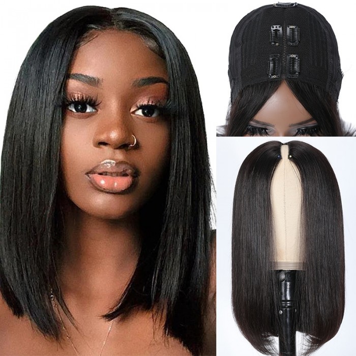 Black Friday UNice Super Affordable Bob V Part Lisse Ligne de Cheveux Naturel Perruques 100% Cheveux Humains Facile Pour les Débutants 