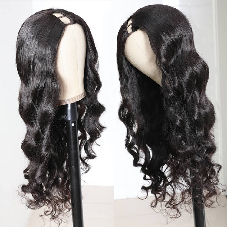 UNice Body Wave Fake leather lace hair cap wigs with Bleached Knots
