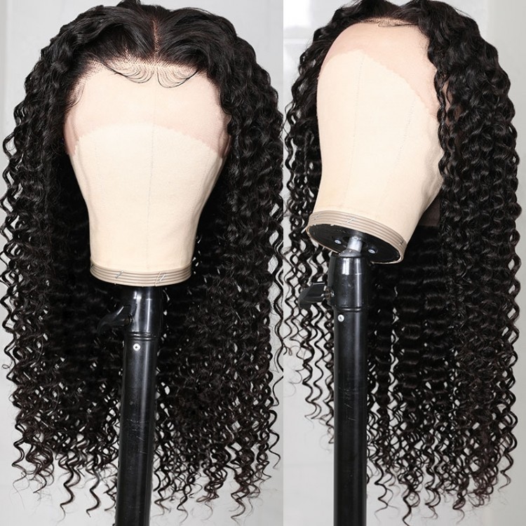 UNice Noire Africaine Spirale Curl Lace Front Perruques Humain